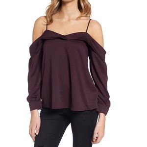 LEITH Satin Off the Shoulder Top